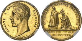 FRANCE - FRANCE
Charles X (1824-1830). Médaille d’Or, le sacre du Roi, petit module, par Gayrard 1825, Paris.
Av. CAROLVS. X. - REX. FRANCIAE. Tête ...