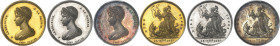 FRANCE - FRANCE
Henri V (1820-1883). Ensemble de trois médaillettes en platine, or et argent, naissance du duc de Bordeaux, par Montagny ND (1820), P...