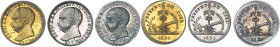 FRANCE - FRANCE
Henri V (1820-1883). Ensemble de trois médaillettes en platine, or et argent, naissance du duc de Bordeaux ND (1820), Paris (Degen éd...