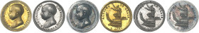 FRANCE - FRANCE
Henri V (1820-1883). Ensemble de trois médaillettes en platine, or et argent, solennités religieuses pour la naissance du duc de Bord...