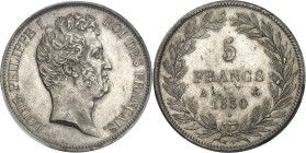 FRANCE - FRANCE
Louis-Philippe Ier (1830-1848). 5 francs tête nue, tranche en relief 1830, A, Paris.
Av. LOUIS PHILIPPE I ROI DES FRANÇAIS. Tête nue...