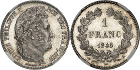 FRANCE - FRANCE
Louis-Philippe Ier (1830-1848). 1 franc tête laurée 1848, A, Paris.
Av. LOUIS PHILIPPE I - ROI DES FRANÇAIS. Tête laurée à droite, s...