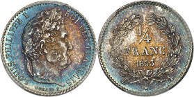 FRANCE - FRANCE
Louis-Philippe Ier (1830-1848). 1/4 franc 1833, A, Paris.
Av. LOUIS PHILIPPE I ROI DES FRANÇAIS. Tête laurée à droite, signature DOM...