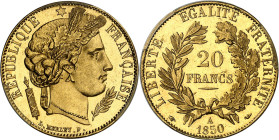FRANCE - FRANCE
IIe République (1848-1852). 20 francs Cérès, d’aspect Flan bruni (PROOFLIKE) 1850, A, Paris.
Av. RÉPUBLIQUE FRANÇAISE. Tête de la Ré...