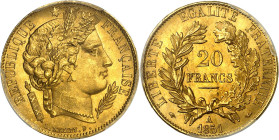 FRANCE - FRANCE
IIe République (1848-1852). 20 francs Cérès 1851, A, Paris.
Av. RÉPUBLIQUE FRANÇAISE. Tête de la République à droite en Cérès, sous ...