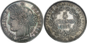 FRANCE - FRANCE
IIe République (1848-1852). 5 francs Cérès 1851, A, Paris.
Av. REPUBLIQUE - FRANÇAISE. Tête de la République à gauche en Cérès, sous...
