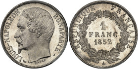 FRANCE - FRANCE
IIe République (1848-1852). 1 franc Louis-Napoléon Bonaparte 1852, A, Paris.
Av. (différent) LOUIS-NAPOLEON BONAPARTE (différent). T...
