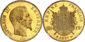 FRANCE - FRANCE
Second Empire / Napoléon III (1852-1870). 100 francs tête nue 1857, A, Paris.
Av. NAPOLEON III EMPEREUR. Tête nue à droite, au-desso...