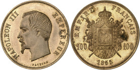 FRANCE - FRANCE
Second Empire / Napoléon III (1852-1870). Copie de 100 francs tête nue “FACTICE” [1855] (1909 ?).
Av. NAPOLEON III - EMPEREUR. Tête ...