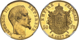 FRANCE - FRANCE
Second Empire / Napoléon III (1852-1870). 50 francs tête nue 1857, A, Paris.
Av. NAPOLEON III EMPEREUR. Tête nue à droite, au-dessou...