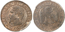 FRANCE - FRANCE
Second Empire / Napoléon III (1852-1870). Piéfort de un centime tête nue, tranche lisse 1857, B, Rouen.
Av. NAPOLEON III EMPEREUR/ (...
