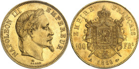 FRANCE - FRANCE
Second Empire / Napoléon III (1852-1870). 100 francs tête laurée 1869, A, Paris.
Av. NAPOLEON III EMPEREUR. Tête laurée à droite, au...