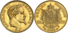 FRANCE - FRANCE
Second Empire / Napoléon III (1852-1870). 100 francs tête laurée 1869, BB, Strasbourg.
Av. NAPOLEON III EMPEREUR. Tête laurée à droi...
