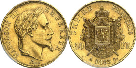 FRANCE - FRANCE
Second Empire / Napoléon III (1852-1870). 50 francs tête laurée 1865, A, Paris.
Av. NAPOLEON III EMPEREUR. Tête laurée à droite, au-...