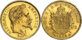FRANCE - FRANCE
Second Empire / Napoléon III (1852-1870). 20 francs tête laurée 1865, BB, Strasbourg.
Av. NAPOLEON III EMPEREUR. Tête laurée à droit...