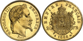 FRANCE - FRANCE
Second Empire / Napoléon III (1852-1870). 20 francs tête laurée 1868, A, Paris.
Av. NAPOLEON III EMPEREUR. Tête laurée à droite, au-...
