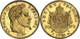 FRANCE - FRANCE
Second Empire / Napoléon III (1852-1870). 20 francs tête laurée 1868, A, Paris.
Av. NAPOLEON III EMPEREUR. Tête laurée à droite, au-...