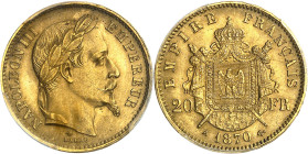 FRANCE - FRANCE
Second Empire / Napoléon III (1852-1870). 20 francs tête laurée 1870, A, Paris.
Av. NAPOLEON III EMPEREUR. Tête laurée à droite, au-...