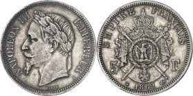 FRANCE - FRANCE
Second Empire / Napoléon III (1852-1870). 5 francs tête laurée 1862, A, Paris.
Av. NAPOLEON III EMPEREUR (atelier). Tête laurée à ga...