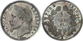 FRANCE - FRANCE
Second Empire / Napoléon III (1852-1870). Essai de 1 franc tête laurée, revers à la couronne de laurier, tranche lisse 1860, E, Paris...