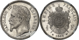 FRANCE - FRANCE
Second Empire / Napoléon III (1852-1870). 1 franc tête laurée 1868, A, Paris.
Av. NAPOLEON III EMPEREUR (atelier). Tête laurée à gau...