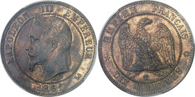 FRANCE - FRANCE
Second Empire / Napoléon III (1852-1870). 10 centimes tête laurée, de poids lourd (piéfort ?) 1861, K, Bordeaux.
Av. NAPOLEON III EM...