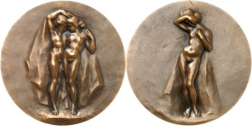 FRANCE - FRANCE
IIIe République (1870-1940). Médaille, Le Printemps par Louis Dejean, SAMF n° 174 1903, Paris.
Av. Couple nu, de face, enlacés et so...