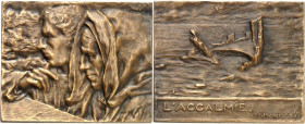 FRANCE - FRANCE
IIIe République (1870-1940). Médaille, l’accalmie par Michel Cazin, SAMF n° 144 1903, Paris.
Av. Un couple, derrière un parapet, reg...