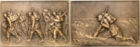 FRANCE - FRANCE
IIIe République (1870-1940). Médaille, Soldats par Paul Roger-Bloche, SAMF n° 139 1905, Paris.
Av. Sur un champ de bataille, soldat ...