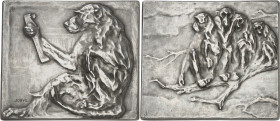 FRANCE - FRANCE
IIIe République (1870-1940). Médaille, Le singe à la statuette par Paul Jouve, SAMF n° 28 1906, Paris.
Av. Un singe assis à gauche e...