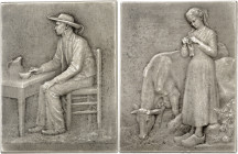 FRANCE - FRANCE
IIIe République (1870-1940). Médaille, Breton et Bretonne par Pierre Lenoir, SAMF n° 17 1908, Paris.
Av. Un paysan breton assis à sa...
