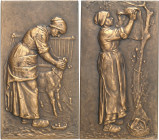 FRANCE - FRANCE
IIIe République (1870-1940). Médaille, Paysannes du Berry par Ernest Nivet, SAMF n° 45 1910, Paris.
Av. Femme à l’étable avec un vea...
