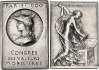 FRANCE - FRANCE
IIIe République (1870-1940). Plaquette, Congrès des valeurs mobilières, par O. Roty 1900, Paris.
Av. PARIS. 1900 / CONGRES / DES VAL...
