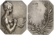 FRANCE - FRANCE
IIIe République (1870-1940). Plaque, la Peinture, par A. L. M. Charpentier ND (1901), Paris.
Av. Un jeune homme dévêtu muni d’une pa...