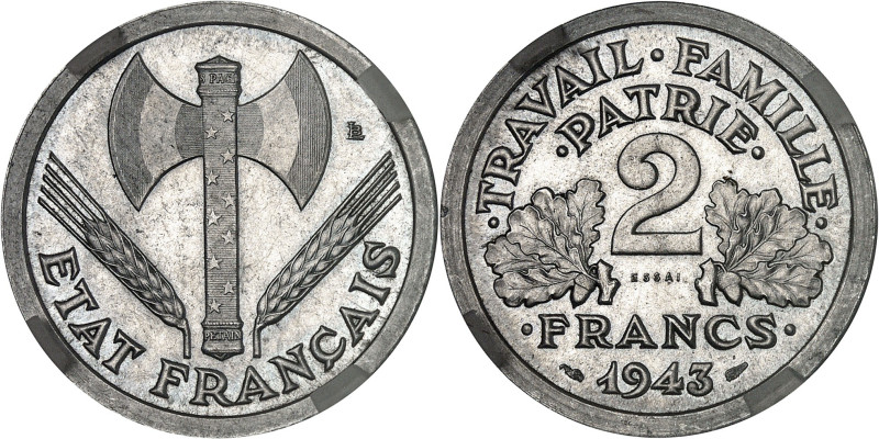 FRANCE - FRANCE
État Français (1940-1944). Essai de 2 francs Bazor du type cour...