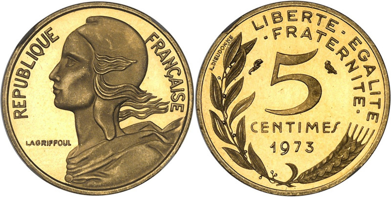 FRANCE - FRANCE
Ve République (1958 à nos jours). Piéfort de 5 centimes Mariann...