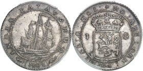 INDES NÉERLANDAISES - NETHERLANDS EAST INDIES
République batave (1795-1806). Florin 1802, Enkhuizen.
Av. INDIÆ BATAVORUM. Trois-mâts voguant à droit...