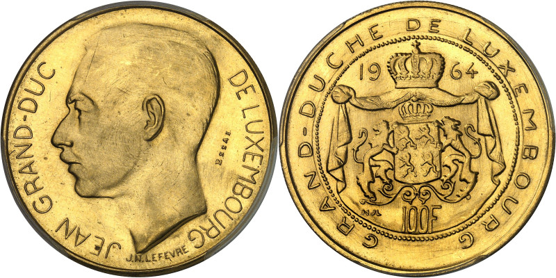 LUXEMBOURG - LUXEMBOURG
Jean (1964-2000). Essai de 100 francs Or, par J. N. Lef...