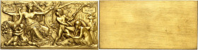 RUSSIE - RUSSIA
Nicolas II (1894-1917). Plaque uniface en bronze-doré, amitié France-Russie, par J. Coutan ND (c.1896), Paris (Christofle).
Av. FRAN...