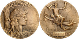 RUSSIE - RUSSIA
Nicolas II (1894-1917). Médaille, prix de l’Exposition Universelle de Paris, par J. C. Chaplain 1900, Paris.
Av. REPUBLIQUE FRANÇAIS...