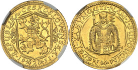 TCHÉCOSLOVAQUIE - CZECHOSLOVAKIA
Première république tchécoslovaque (1918-1938). 2 ducats 1933, Kremnitz.
Av. REPUBLIKA ČESKOSLOVENSKÁ (date). Écu a...