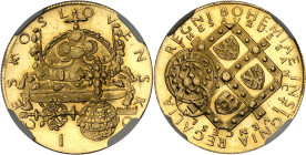 TCHÉCOSLOVAQUIE - CZECHOSLOVAKIA
République socialiste tchécoslovaque (1948-1990). Médaille au module du ducat, les joyaux de la couronne de Bohême, ...