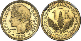 TOGO - TOGO
Sous mandat français (1919-1947). Essai de 1 franc 1924, Paris.
Av. Buste lauré, avec bonnet de la Liberté, de la République à gauche ; ...