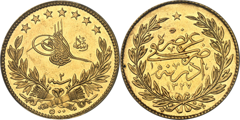 TURQUIE - TURKEY
Mohammed V (1909-1918). 500 kurush (500 piastres) visite du su...