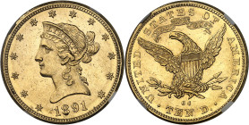 USA - UNITED STATES OF AMERICA
République fédérale des États-Unis d’Amérique (1776-à nos jours). 10 dollars Liberty, avec devise 1891, CC, Carson Cit...