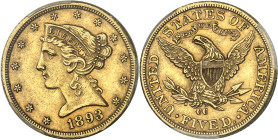 USA - UNITED STATES OF AMERICA
République fédérale des États-Unis d’Amérique (1776-à nos jours). 5 dollars Liberty, avec devise 1893, CC, Carson City...