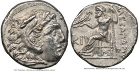 MACEDONIAN KINGDOM. Alexander III the Great (336-323 BC). AR drachm (17mm, 4.09 gm, 5h). NGC Choice AU 5/5 - 2/5, marks. Posthumous issue, Lampsacus, ...