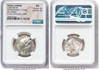 ATTICA. Athens. Ca. 440-404 BC. AR tetradrachm (24mm, 17.22 gm, 10h). NGC MS 4/5 - 4/5. Mid-mass coinage issue. Head of Athena right, wearing earring,...