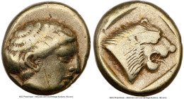 LESBOS. Mytilene. Ca. 454-427 BC. EL sixth-stater or hecte (10mm, 2.52 gm, 6h). NGC Choice Fine 4/5 - 3/5, light marks. Female head right / Head of ro...