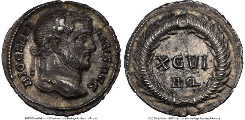 Diocletian (AD 284-305). AR argenteus (18mm, 2.95 gm, 6h). NGC Choice AU 4/5 - 2...